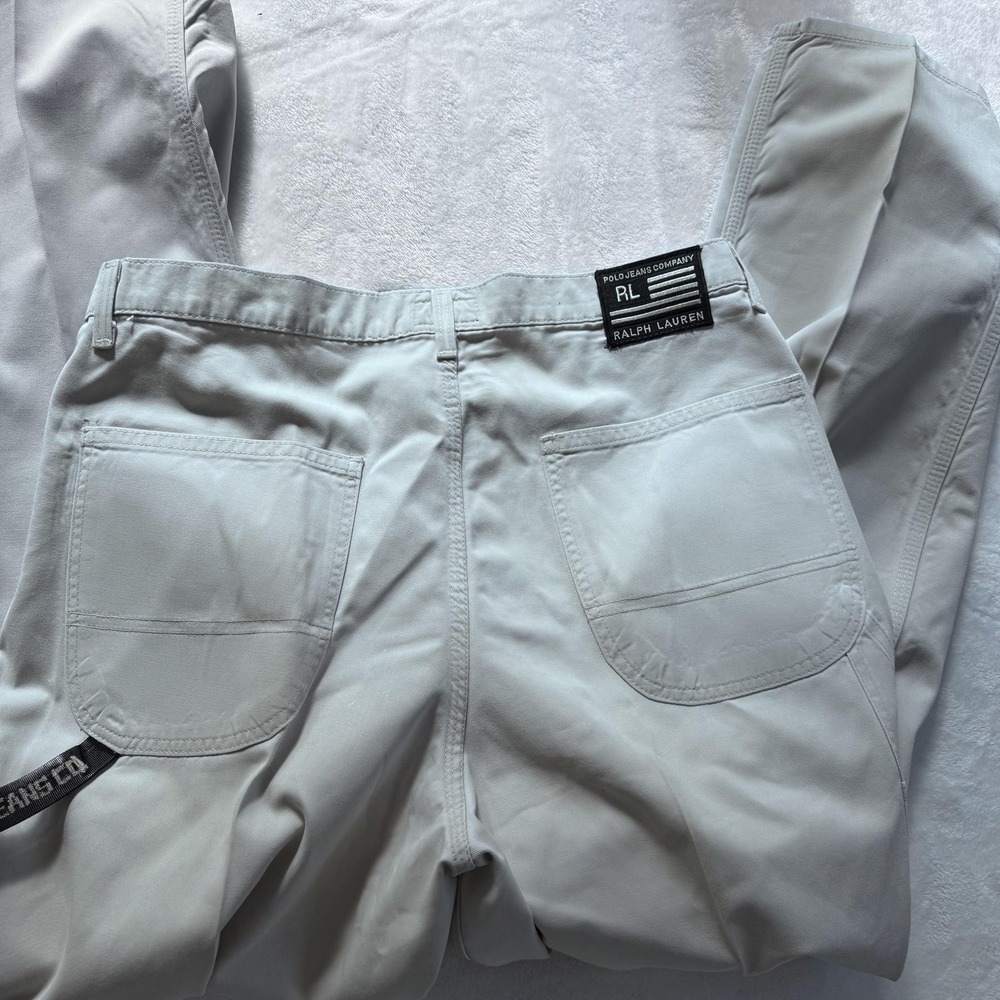 Polo Jeans Co Ralph Lauren Pants Mens 34x32 Light Gray Carpenter Workwear Cotton